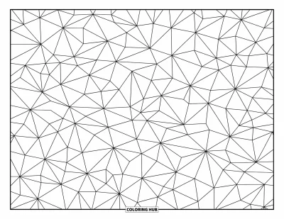 Geometrisk fargeleggingsark for voksne: Polygoner skifter gradvis form i en sømløs, flytende geometrisk transformasjon