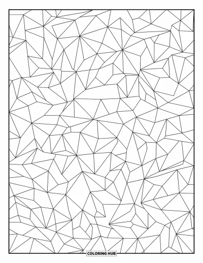 Geometrisk fargeleggingsark for voksne: Spredte geometriske former danner en harmonisk layout med intrikate bakgrunnsmønstre