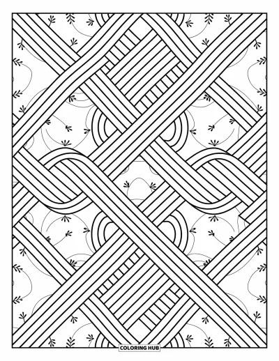 Geometrisk fargeleggingsark for voksne: Vevde geometriske bånd snor seg og flyter i et elegant og fascinerende mønster