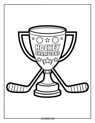 Coloriage de hockey pour enfants : Un trophée