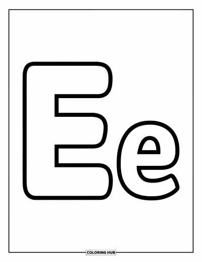 Coloriage de la lettre E pour enfants : Un E espiègle et un simple e côte à côte aux contours gras et bien arrondis