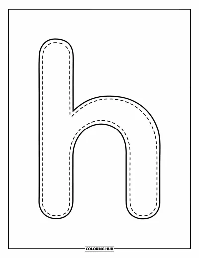 Coloriage de la lettre H pour enfants : Une lettre H en pointillés idéale pour le traçage et les premiers exercices d'écriture