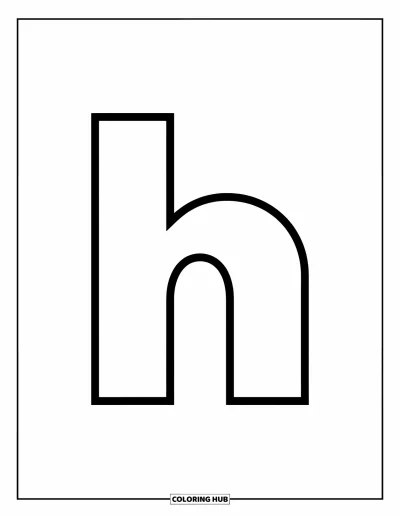 Coloriage de la lettre H pour enfants : Un simple h minuscule aux traits épais pour colorier facilement