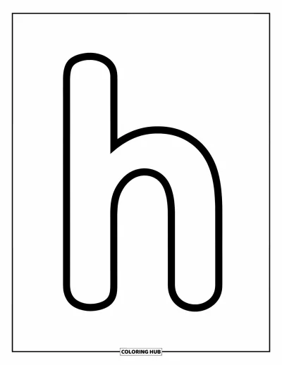 Coloriage de la lettre H pour enfants : Un joyeux h minuscule avec de grands espaces pour colorier plus facilement