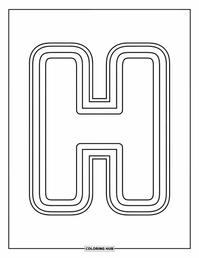 Coloriage de la lettre H pour enfants : Un h minuscule bien épais, centré et prêt pour la maternelle