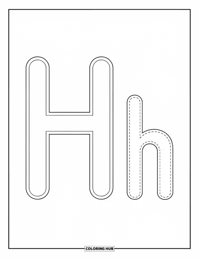 Coloriage de la lettre H pour enfants : Un H et un h en pointillés attendent les petites mains de maternelle pour être tracés