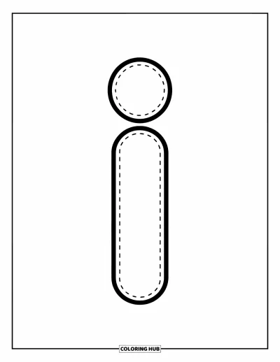 Coloriage de la lettre I pour enfants : Une joyeuse lettre I en pointillés aide les enfants de maternelle à tracer facilement