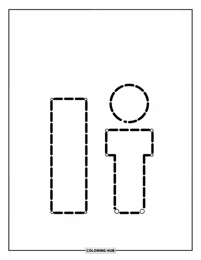 Coloriage de la lettre I pour enfants : Les lettres I et i ont des contours en pointillés, parfaits pour s'entraîner à tracer