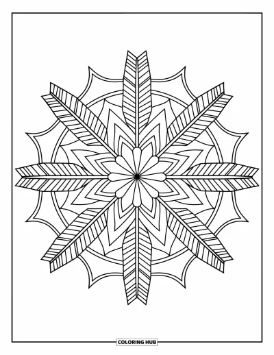 Dibujo de mandalas para colorear para niños: Mandala bohemio con flechas emplumadas, hojas y formas geométricas