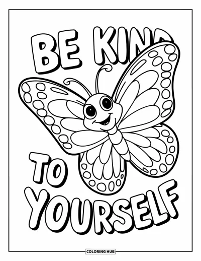 Coloriage de santé mentale pour enfants : De joyeux papillons invitent à être bienveillant envers soi-même