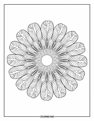 Plant Coloring Page for Adults: Monstera leaves fan out in a radial mandala from a central point