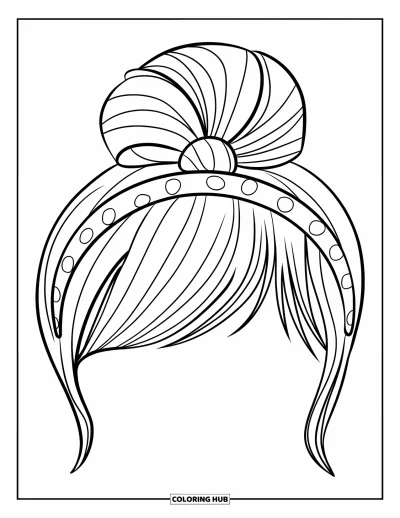 Coloriage preppy pour enfants : Un bandeau à nœud et à pois est amusant et plein d’entrain