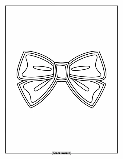 Coloriage preppy pour enfants : Un joli nœud au motif simple ressort dans un style preppy plein de peps
