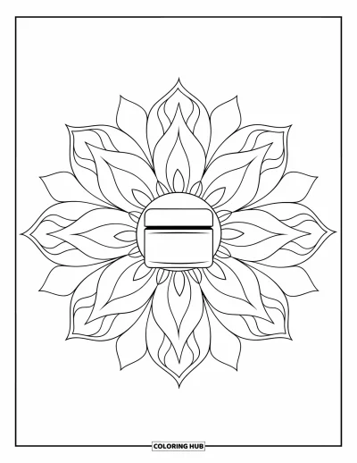 Coloriage Soin de la peau pour adultes : Un doux mandala de lotus entoure un pot d'hydratant en son centre