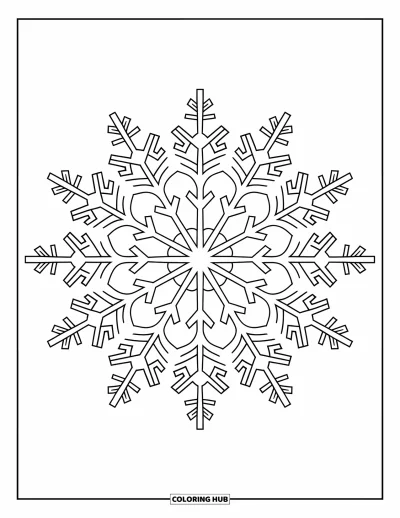 Fargeleggingsark med snøfnugg for voksne: Et snøfnugg-mandala med kniplingsmønstre brer seg over et helsigedesign