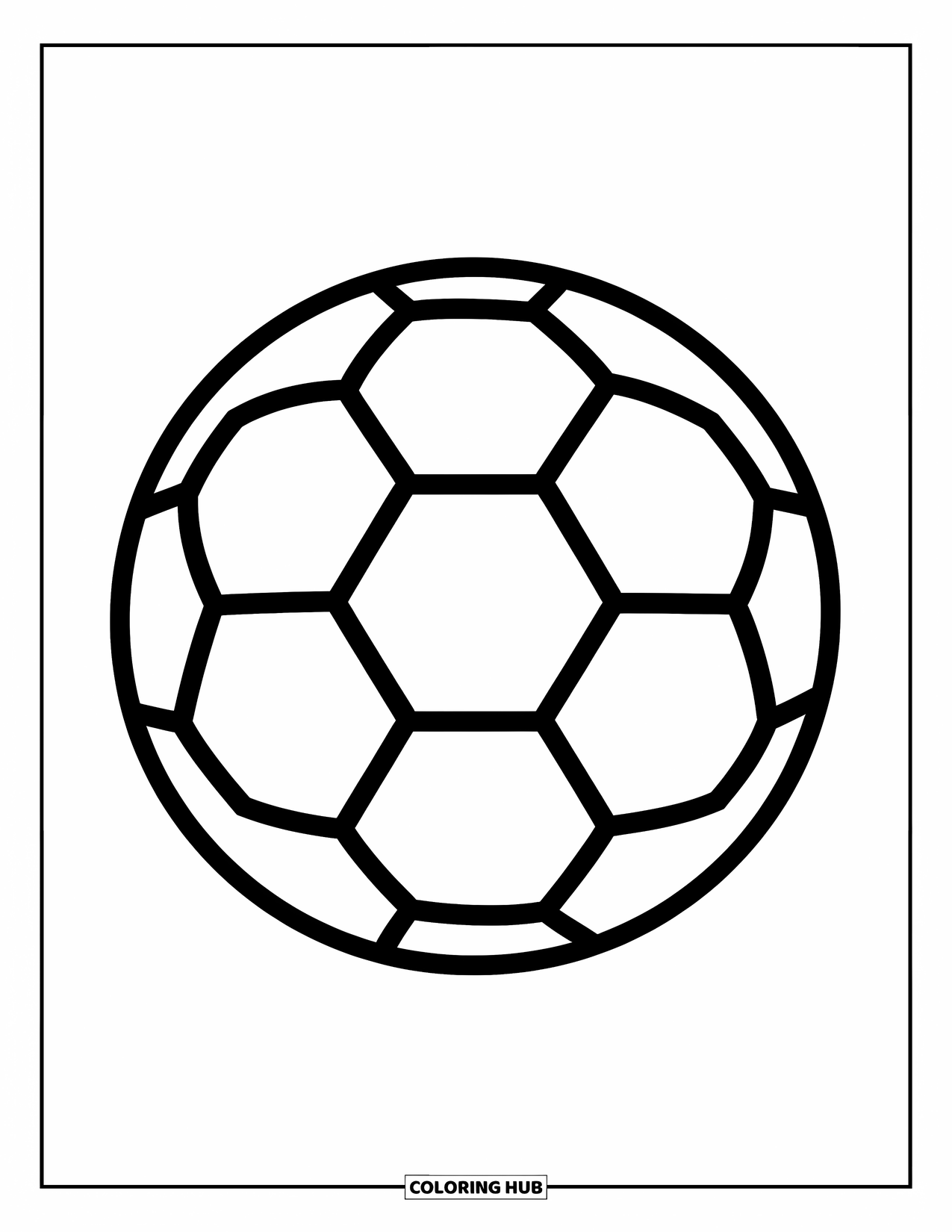 Desen de colorat cu fotbal pentru copii: O minge de fotbal veselă cu modele mari și îndrăznețe