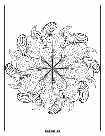 Zentangle-fargeleggingsark for voksne: Blomster- og geometriske mønstre spinner i et sentrert, avslappende mandala-design