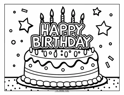 125+ Dibujos de pasteles de cumpleaños para colorear