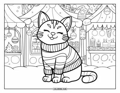 115+ Coloriages de chats de Noël pour enfants et adultes (Gratuits)