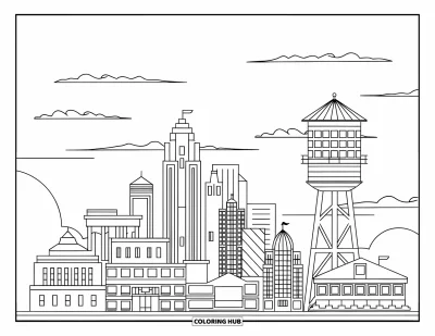 50+ Dibujos de ciudad para colorear