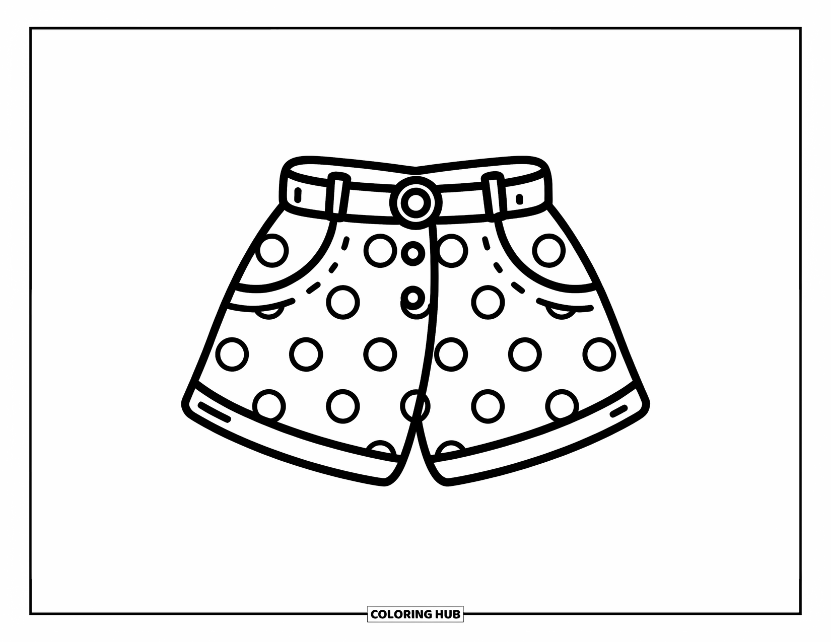 Clothes Coloring Page for Kids: Polka dot high-waist shorts with fun pocket details