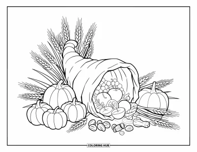 70+ Coloriages de corne d&rsquo;abondance pour enfants et adultes (Gratuits)