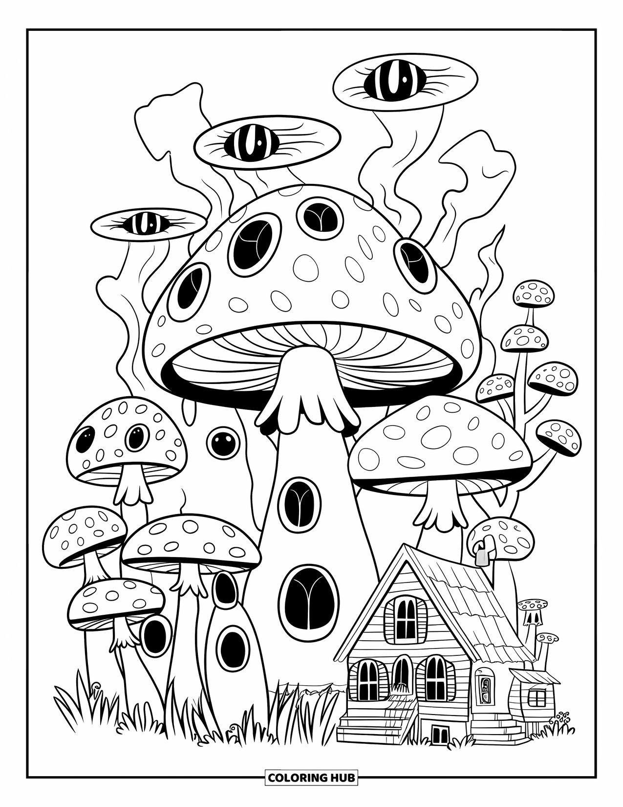 115+ Creepy Trippy Coloring Pages for Kids & Adults (Free Printable PDFs)
