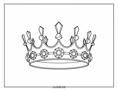 Coloriage de couronne pour enfants : Une couronne à pointes avec des fleurs géométriques disposées en cercle
