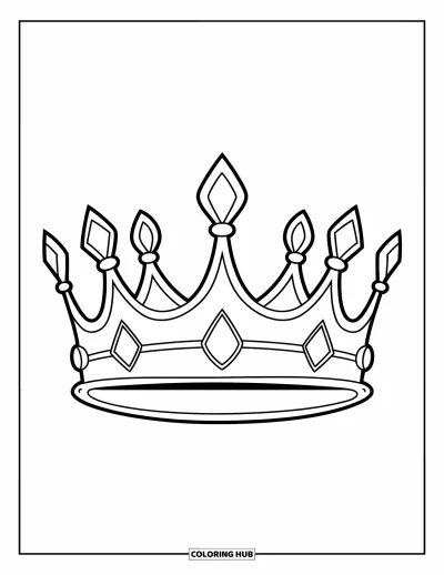 Coloriage de couronne pour enfants : Une élégante couronne avec des joyaux en forme de larme et de douces arches
