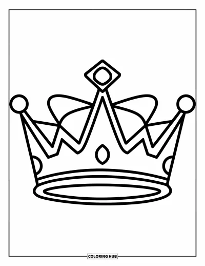 Coloriage de couronne pour enfants : Une couronne de roi avec trois sommets élancés et un joyau juste au-dessus