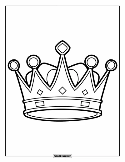 Coloriage de couronne pour enfants : Une couronne de roi fantaisiste avec trois hautes pointes et un joyau sur le dessus
