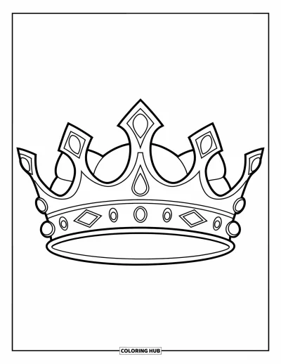 Coloriage de couronne pour enfants : Une jolie couronne avec des arches et des joyaux pendants en forme de larme