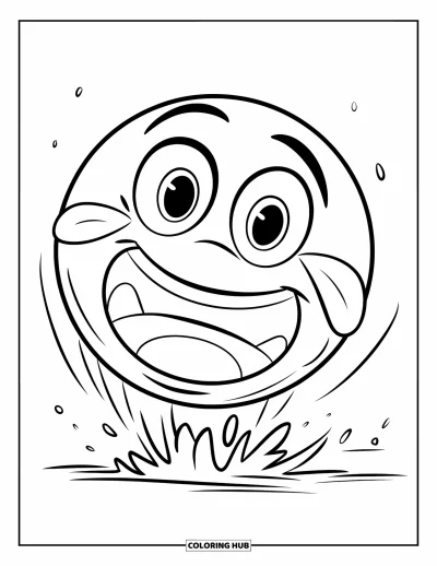 Coloriage d'emojis pour enfants : Un emoji qui pleure de rire bascule en arrière avec de grands yeux et la bouche grande ouverte de stupeur