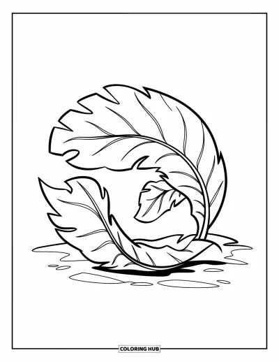 Coloriage de feuilles d'automne pour enfants : Une feuille de bouleau se recourbe sur un fond blanc épuré dans un style simple
