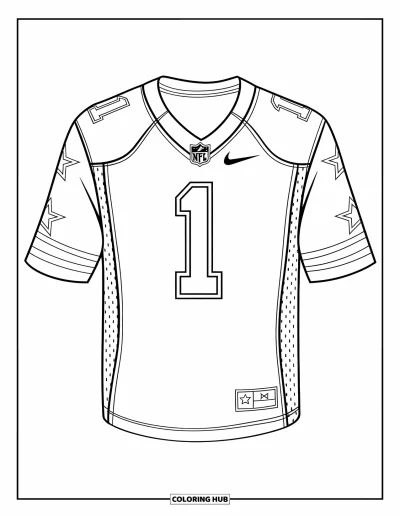 Coloriage de football américain pour enfants : Un maillot avec le numéro