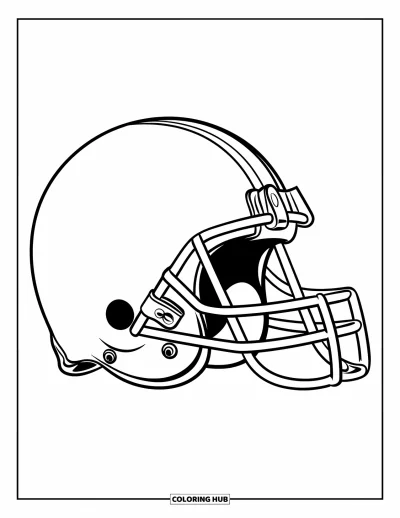 Coloriage de football américain pour enfants : Un casque moderne aux lignes marquées sur un fond uni
