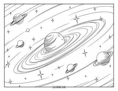 95+ Dibujos de galaxias para colorear para niños y adultos (Gratis)