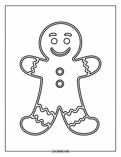 Coloriage de bonshommes en pain d'épices pour enfants : Bonshommes en pain d'épices avec de grandes bottes et un ventre rond, prêt à s'amuser
