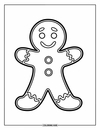 Coloriage de bonshommes en pain d'épices pour enfants : Bonshommes en pain d'épices souriant avec des bottes en glaçage, l'air joyeux