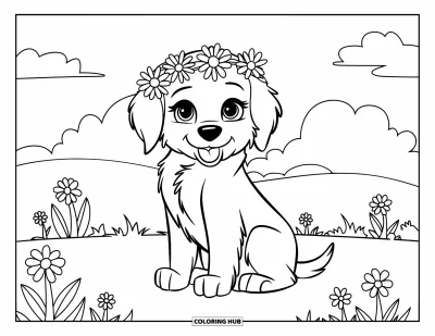 80+ Coloriages de chiots Golden Retriever pour enfants et adultes (Gratuits)