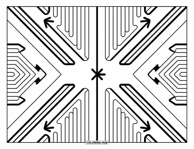 Graffiti Coloring Page for Adults: Flowing arrows and drips form a balanced, abstract rhythm with relaxing energy