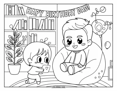 80+ Dibujos de feliz cumpleaños papá para colorear