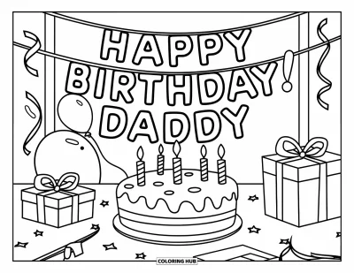 80+ Disegni di buon compleanno papino da colorare