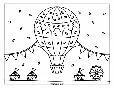 60+ Hot Air Balloon Coloring Pages
