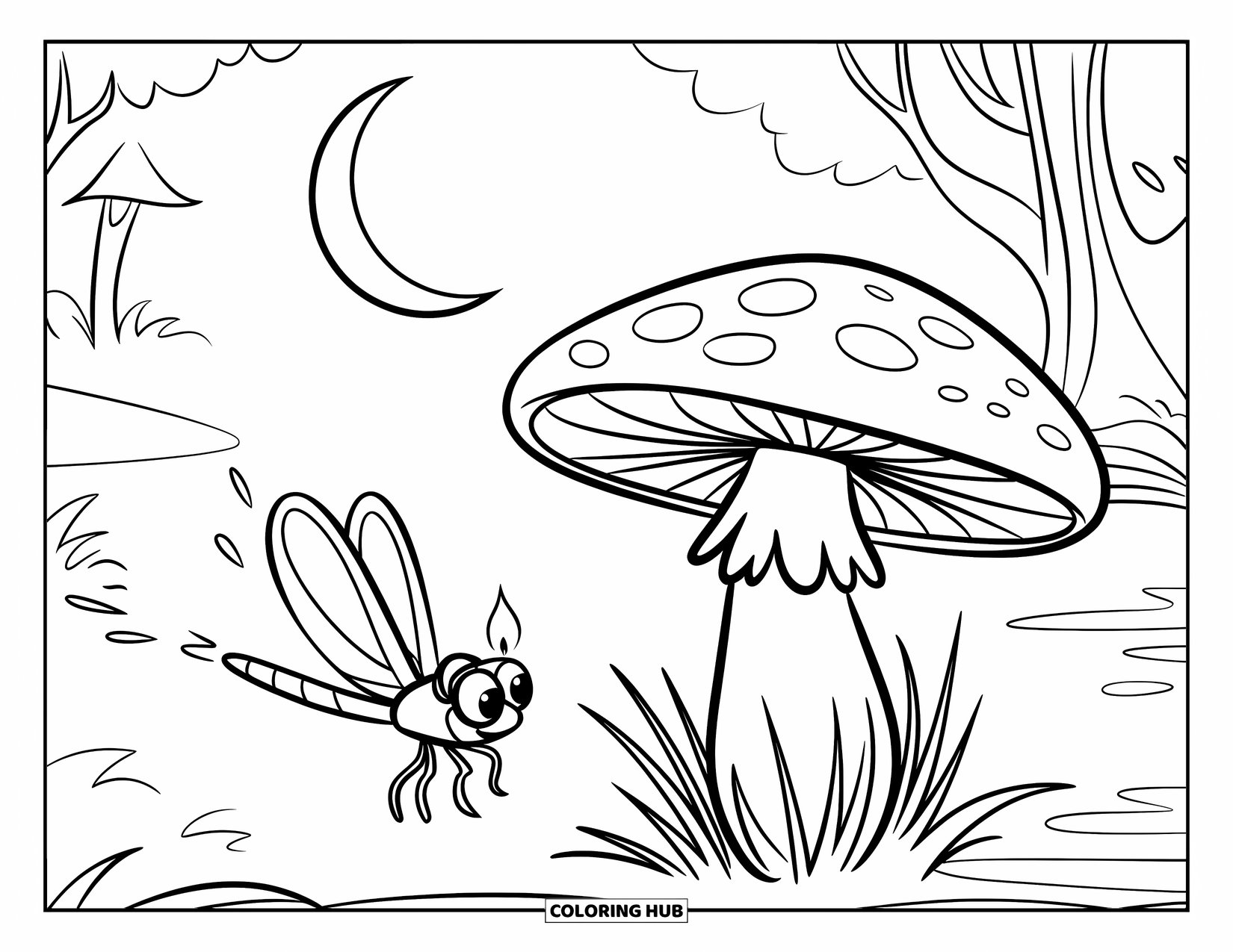 95 Insects Coloring Pages for - Insects Coloring Page For Kids Firefly Glows Near A Bumpy Mushroom And A Quiet Forest Path 