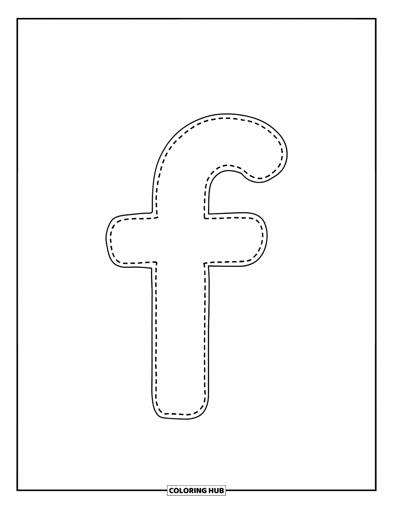 Letter F Coloring Page for Kids: A lowercase dotted f helps little learners trace with ease