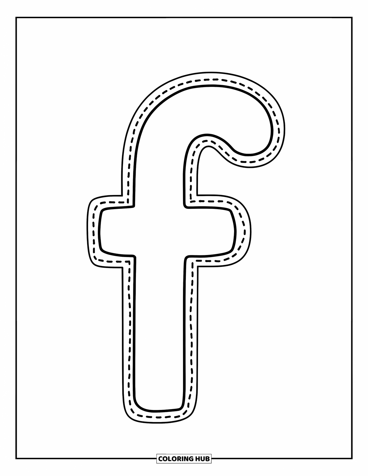 Letter F Coloring Page for Kids: Small dotted f is perfect for writing practice