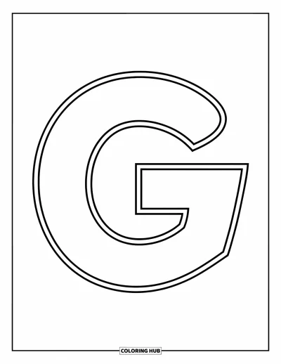 Coloriage de la lettre G pour enfants : Un G majuscule en gras avec un aspect joyeux et une forme facile à colorier