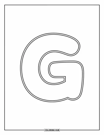 Coloriage de la lettre G pour enfants : Un G majuscule centré avec un contour épais et une belle énergie