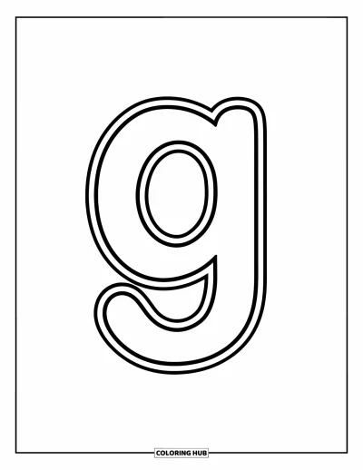 Coloriage de la lettre G pour enfants : Un g minuscule souriant avec un contour épais pour colorier facilement